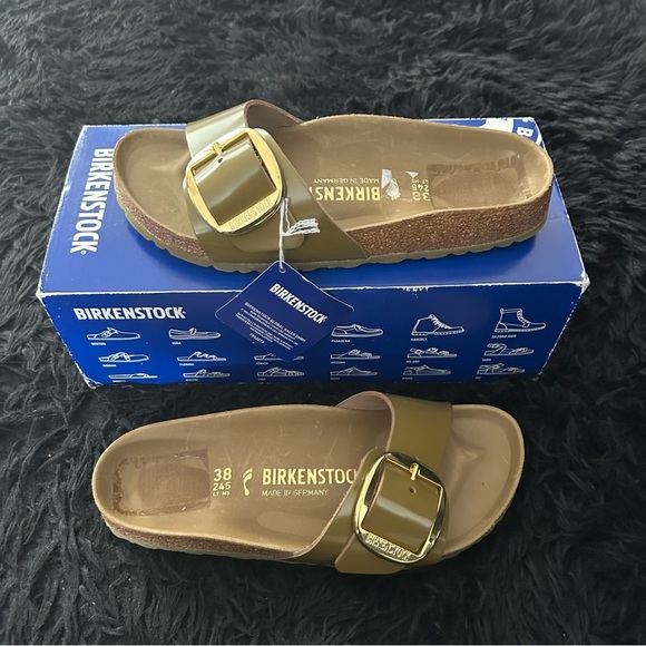 BIRKENSTOCK Madrid big buckle green gold sandals shoes women’s eur 38 new - Picture 7 of 8